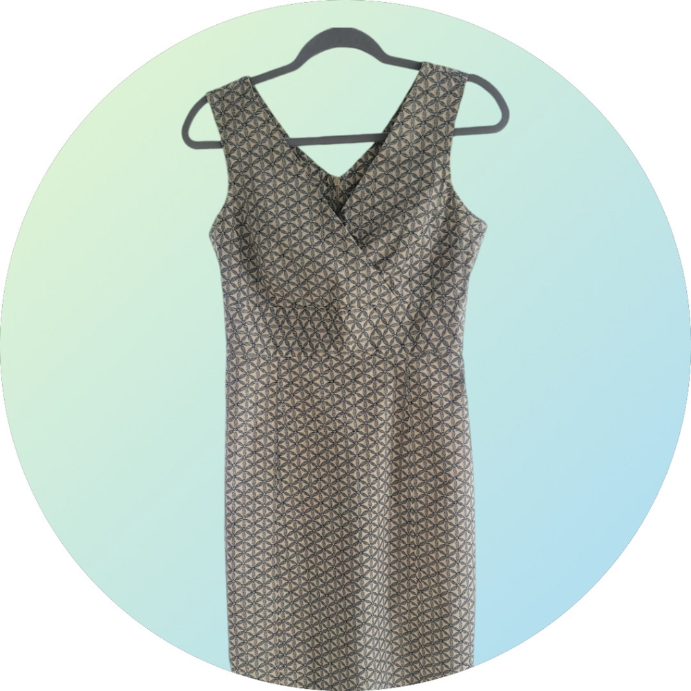Vintage GAP Business Casual Cotton Navy Blue-Beige Pattern Dress / size 4